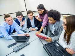 Students working together in a team.