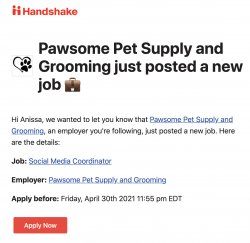 job post notification in handshake