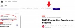 Example of on-campus job in Handshake