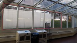 Picture of windows in Student Center with red line around 5 windows that can be reserved