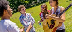 Students on campus in Spring