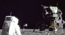Cropped Image of Man landing on the Moon