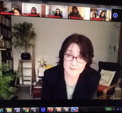 Poet Colette Bryce doing virtual poetry reading