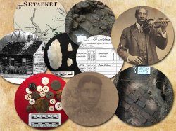 collage photo of artifacts and old images from the Setauket, Long Island community
