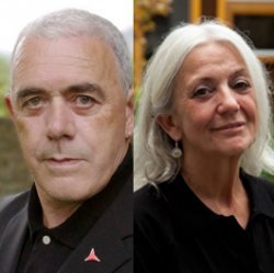 side by side photo of poets Theo Dorgan and Paula Meeghan