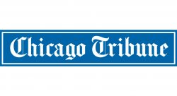 logo og the Chicago Tribune Newspaper. White letters with blue background