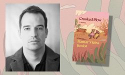 graphic with photo of Professor Johnny Lorenz on left and the cover of his new translation, Crooked Plow, on the right
