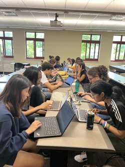 Students working on computers