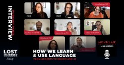 Lost in Jersey podcast image screengrab from zoom conversation. includes photos of 8 people