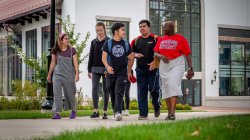 Students walking on campus