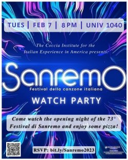 flyer for the 2023 Sanremo Watch Party