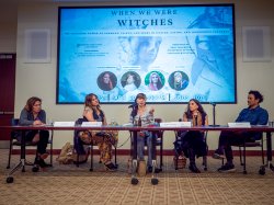 Faculty lecturing at the "When we were witches" presentation