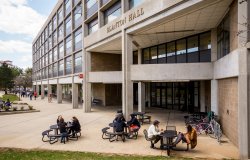 Exterior Shot of Blanton Hall with some students outside