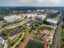 aerial shot of campus