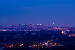 The New York City skyline as seen from the Conference Center's Main Ballroom.