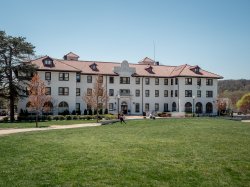 exterior shot of Russ Hall on a sunny day