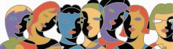 abstract banner image of different women in different colors