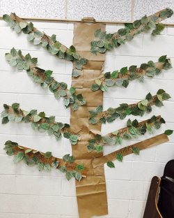 Creativi-tree project hanging on wall
