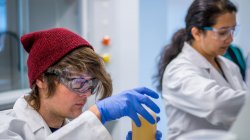students working in biochemistry lab