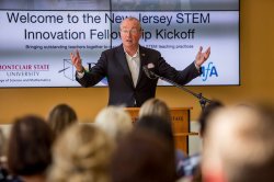 Governor Phil Murphy speaking to the first STEMNJ Fellowship cohort