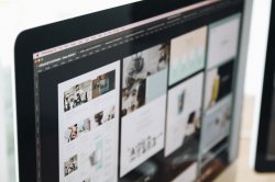 closeup photo of computer monitor displaying Adobe Photoshop