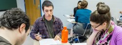 Student discussing in a poetry class.