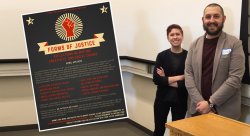 Photo of Kimberly Plaskin and Greg Riggio at St. John’s University Graduate English Conference