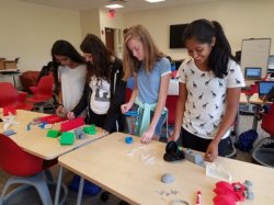 Girls in Weston Science Scholars lab