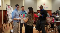 Student shows project results to professor