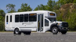 Shuttle bus in parking lot