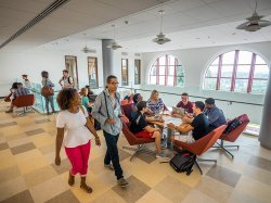 CELS 2nd floor lounge with people