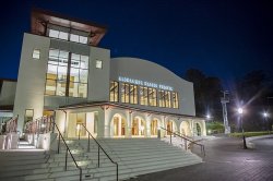 Kasser Theater exterior at night