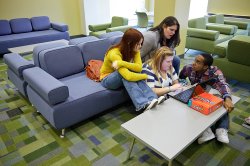 Sinatra Hall lounge with students