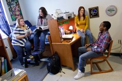 Sinatra Hall room with students