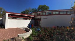 Stone Hall renovated exterior landscape