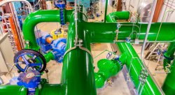 A view inside Montclair State University's new combined heating, cooling and power plant that is providing energy to campus buildings.