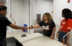 Student Picking Up Package