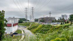 Power lines over campus
