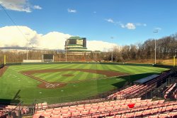 New field and lighting at Yogi Berra Stadium.