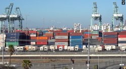 shipping containers in dockyard