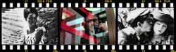 Collage film strip-style image including video stills from the films: including 'Black Girl' with Mbissine Therese Diop, The Conversation, and True Heart Susie.