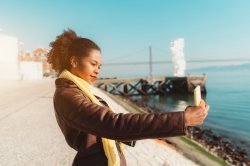 Stock photo of woman taking selfie