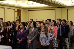 Students standing at award ceremony