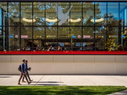 Students walking by the outside of the Student Center.