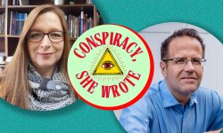 Collage of Dr. Peterka-Benton and Dr Benton and Conspiracy She Wrote Logo