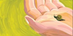 Illustrated page from The Snail with the Right Heart by Maria Popova, artwork by Ping Zhu