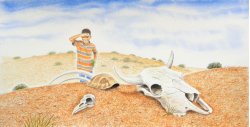 Illustrated page from Southwest Sunrise by Nikki Grimes (author) and Wendell Minor (artist)