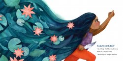Illustrated page from We Are Water Protectors by Carole Lindstrom (author) and Michaela Goade (artist)