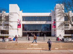 Students walking by the Student Center.
