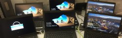 Multiple laptops on a table